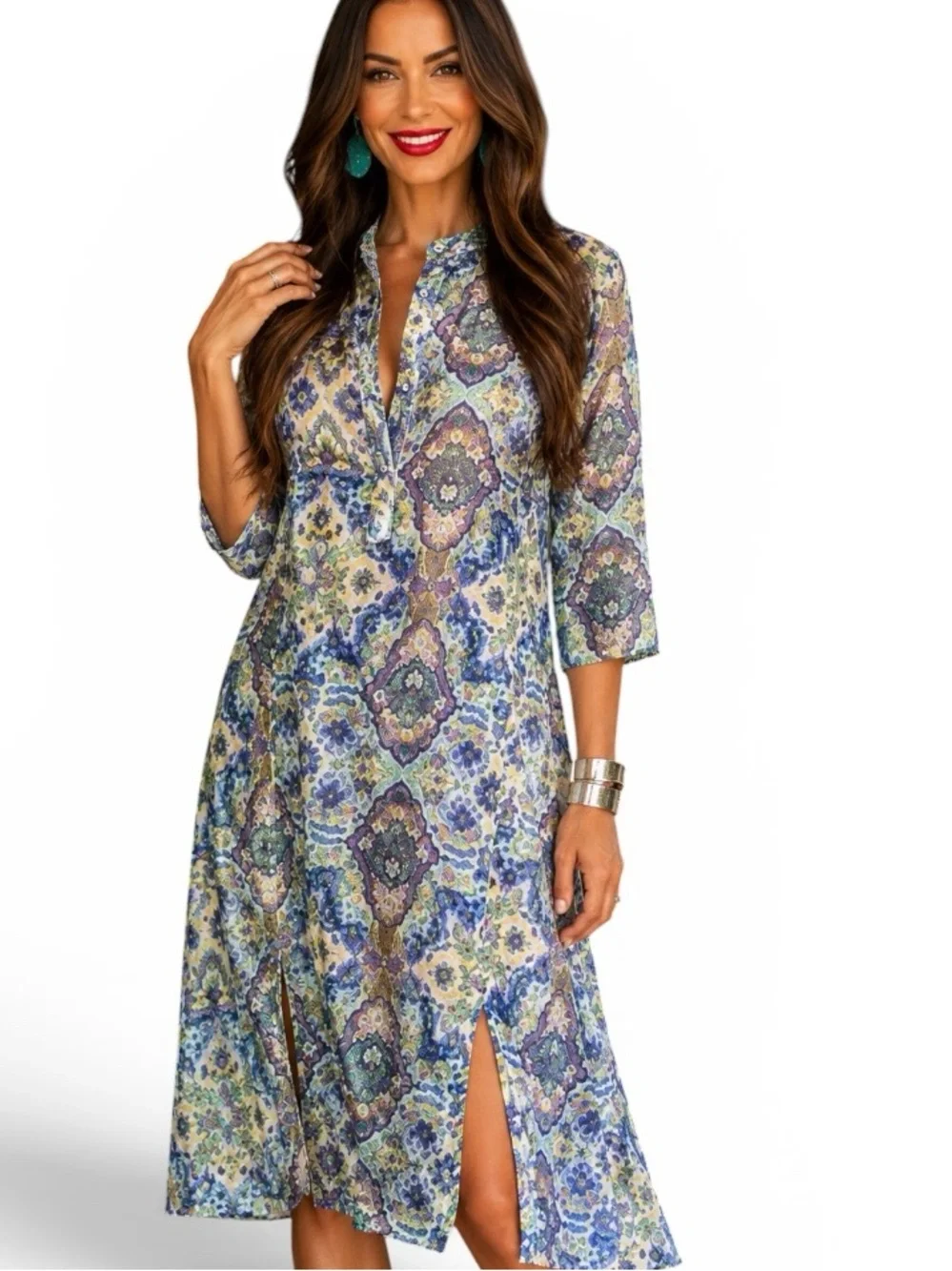 Johnny Was KIARA SILK blend KAFTAN DRESS NWT
